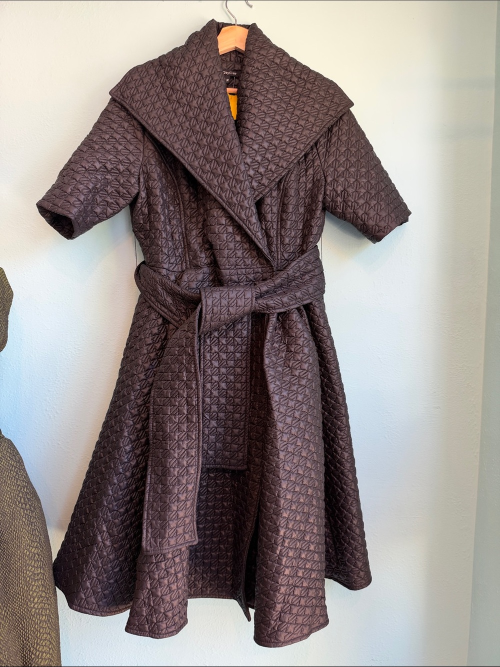 Quilted Wrap Trench Coat in Dark Brown